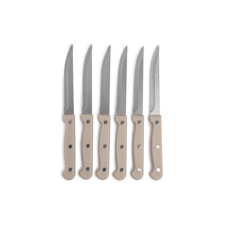 Core Kitchen Set of 6 Colorful Kitchen Steak Knives - Moonstone 31874